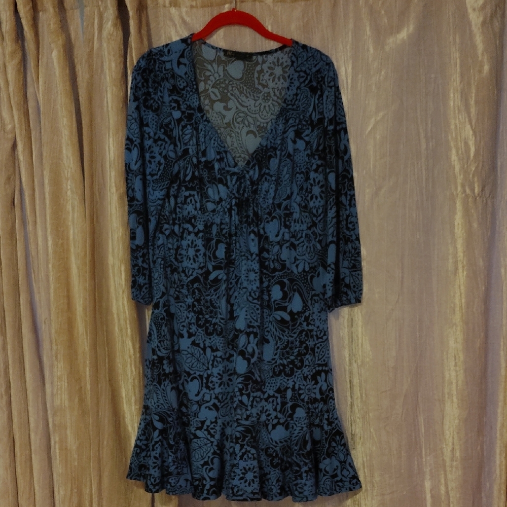 INC International Concepts Blue and Black Paisley Dress